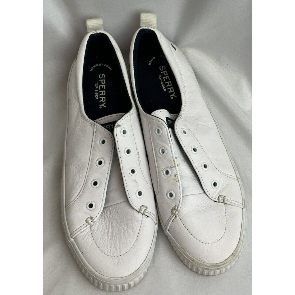 White Leather Sperry Tennis Shoes Size 9 Womens